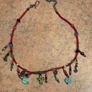 Handcrafted Beaded Necklace with Cross Pendant
